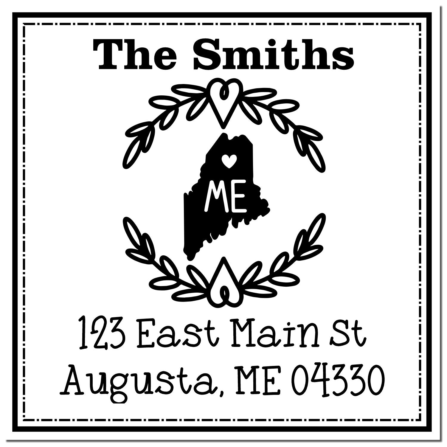 Self-Inking Maine State Wreath Custom-Made Address Return Rubber Stamp - Engineer Seal Stamps