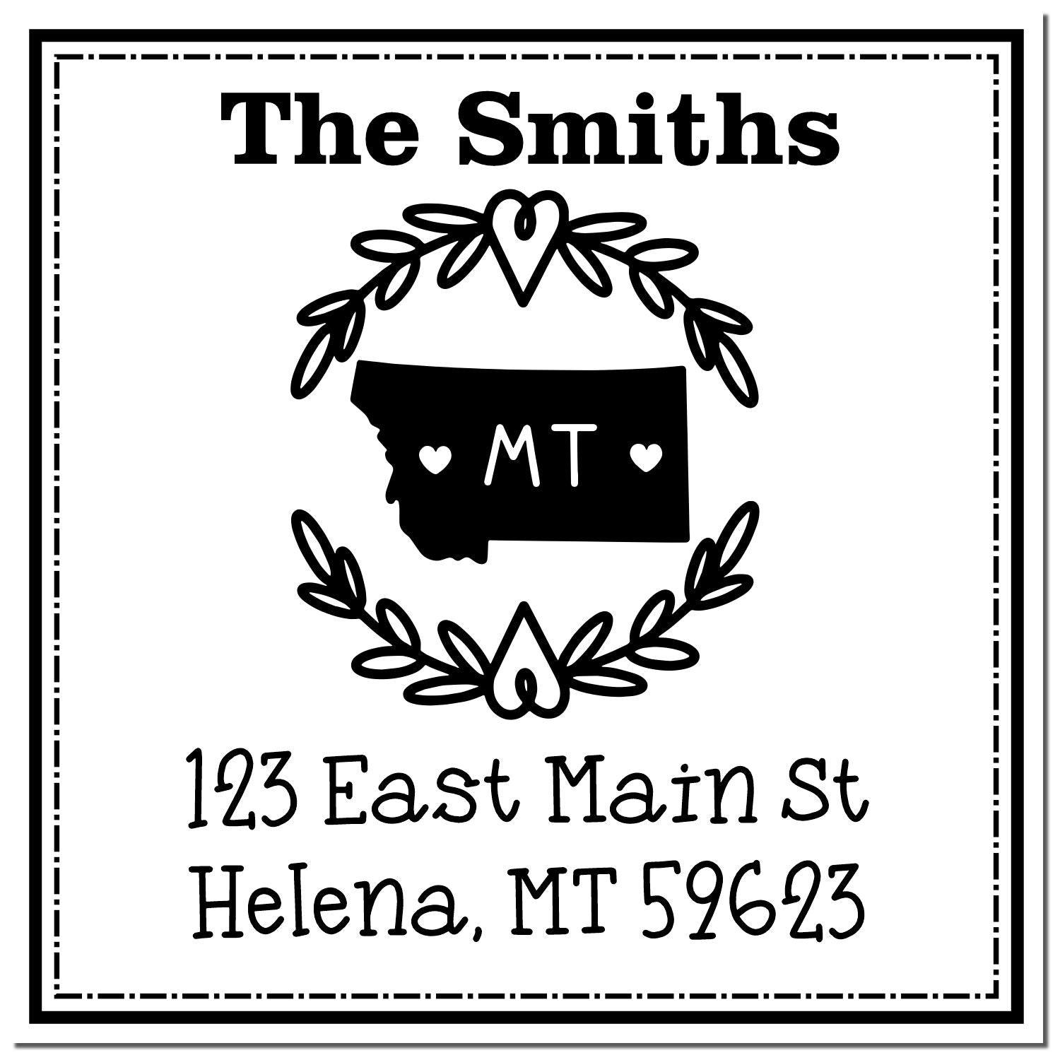 PSI Pre-Inked Montana State Wreath Custom-Made Address Label Rubber Stamp - Engineer Seal Stamps