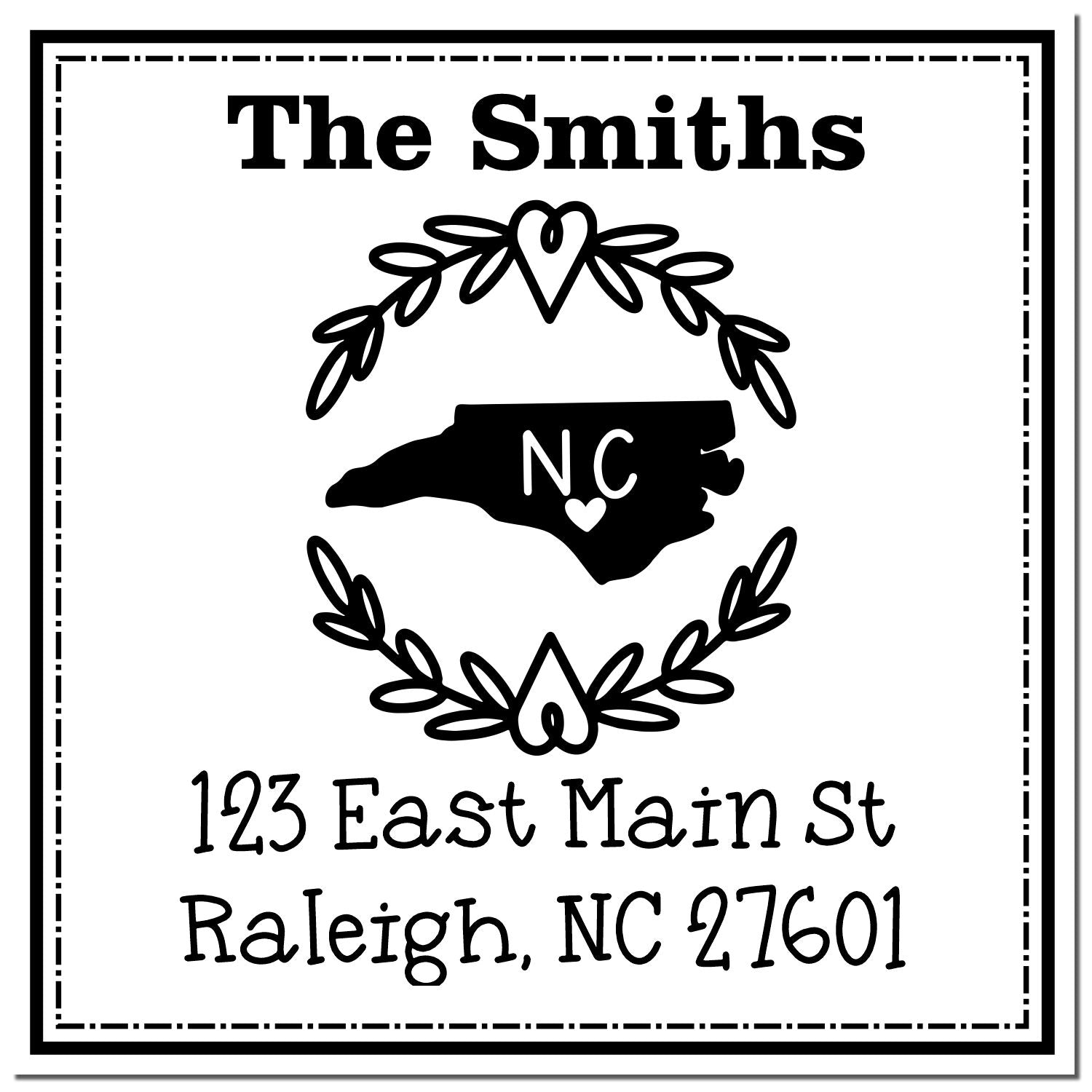 Self-Inking North Carolina State Wreath Custom-Made Address Label Stamper - Engineer Seal Stamps