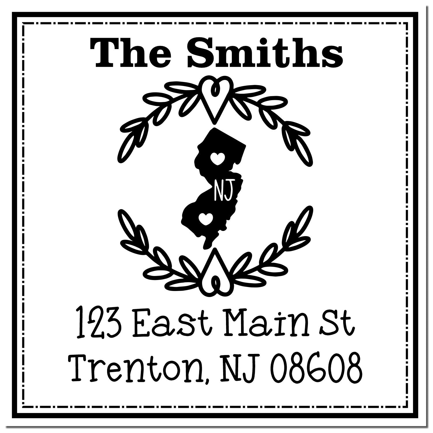 PSI Pre-Inked New Jersey State Wreath Personalized Return Address Stamp - Engineer Seal Stamps
