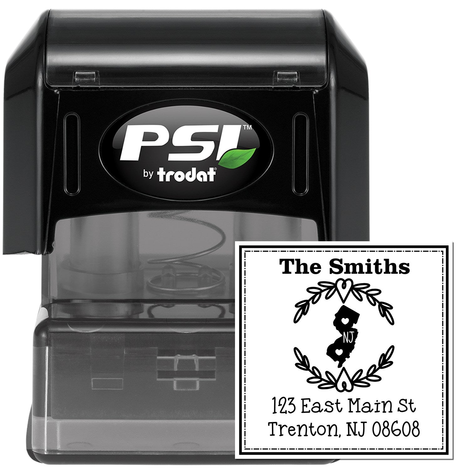 PSI Pre-Inked New Jersey State Wreath Personalized Return Address Stamp - Engineer Seal Stamps