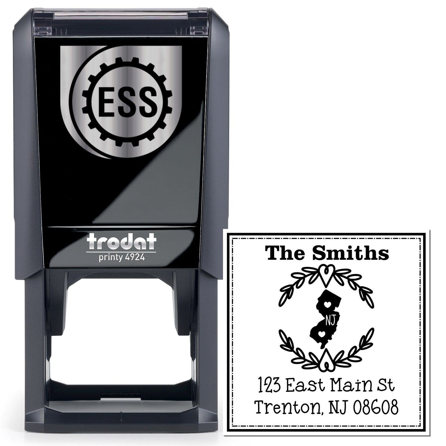 Self-Inking New Jersey State Wreath Custom-Made Home Address for Envelopes Stamper - Engineer Seal Stamps