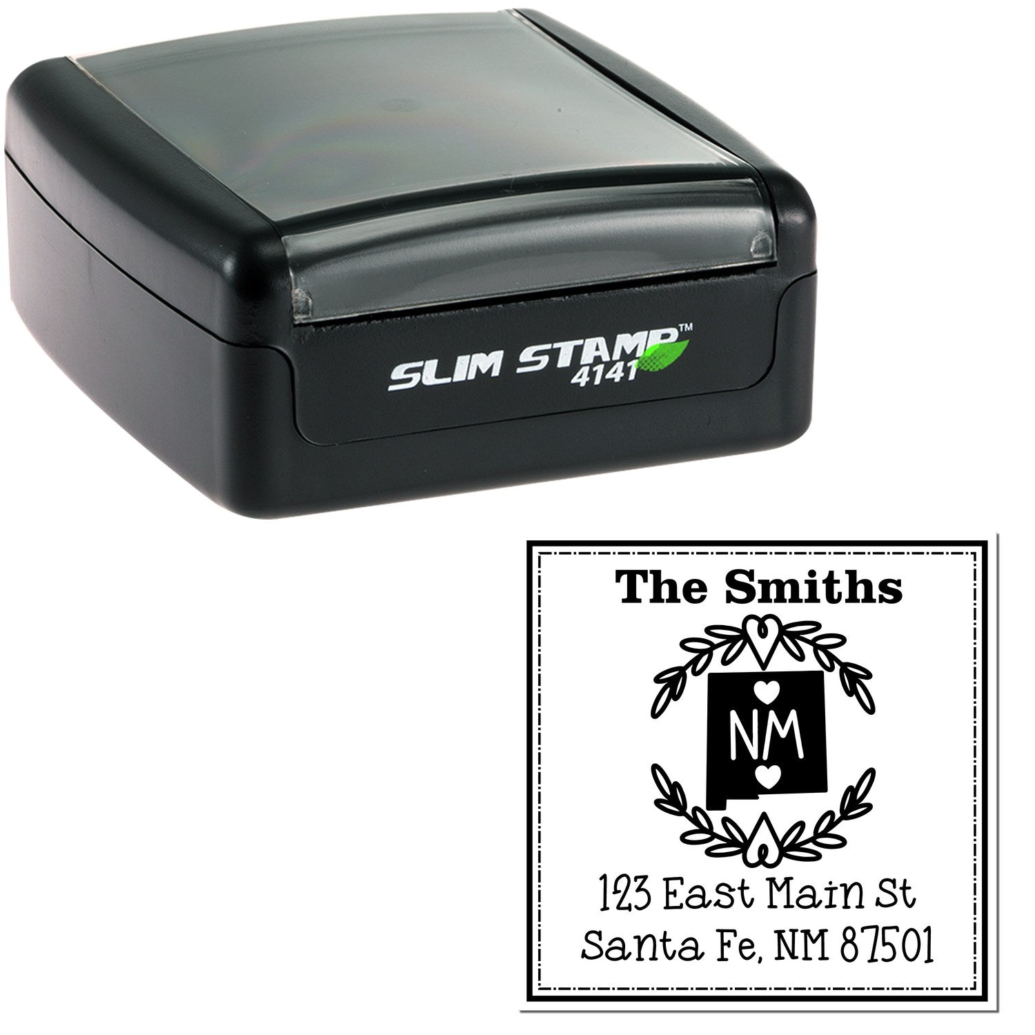 Slim New Mexico State Wreath Personalized Mail Stamp - Engineer Seal Stamps