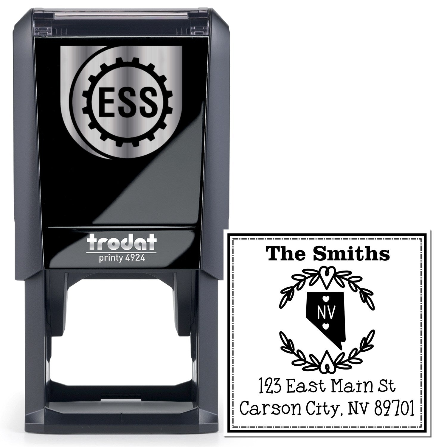 Self-Inking Nevada State Wreath Custom-Made New Address Rubber Stamp - Engineer Seal Stamps