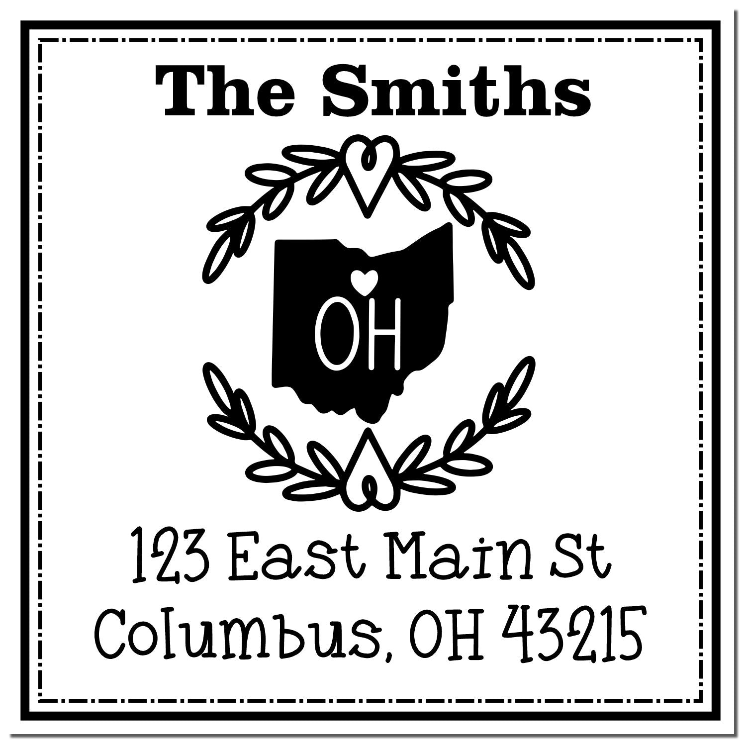 Slim Ohio State Wreath Personalized Home Address Stamper - Engineer Seal Stamps