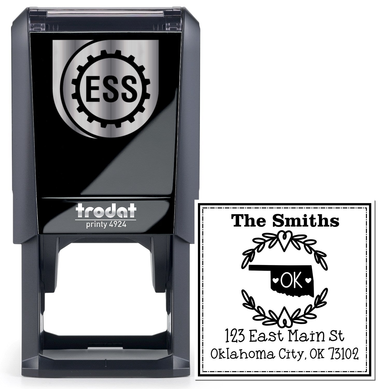 Self-Inking Oklahoma State Wreath Personalized Address Stamper - Engineer Seal Stamps