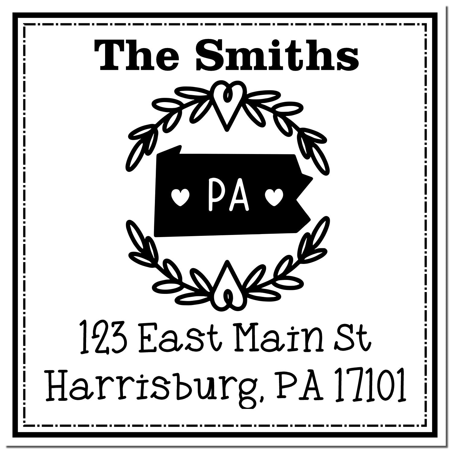 Wood Handle Pennsylvania State Wreath Custom-Made Home Address for Envelopes Stamper - Engineer Seal Stamps