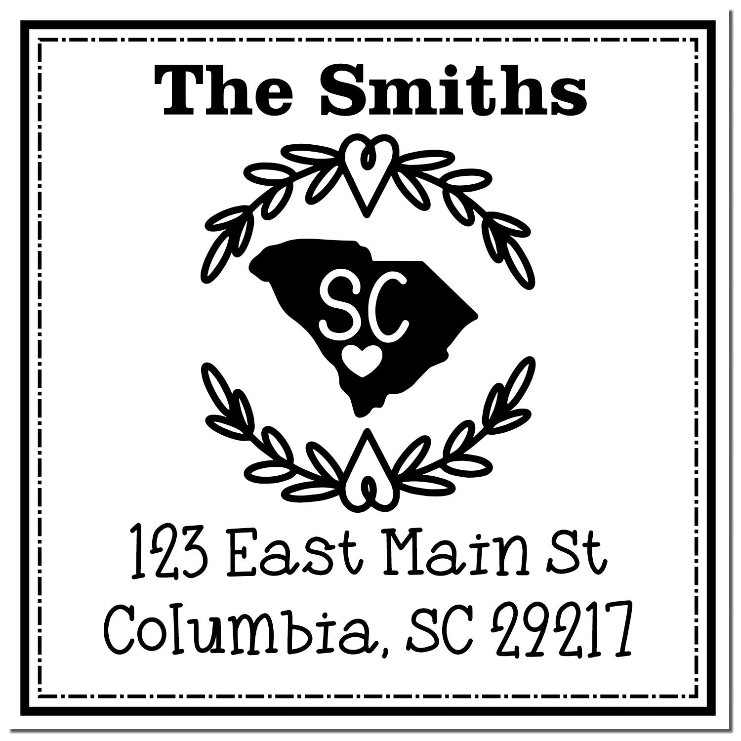Self-Inking South Carolina State Wreath Personalized Return Address Rubber Stamp - Engineer Seal Stamps