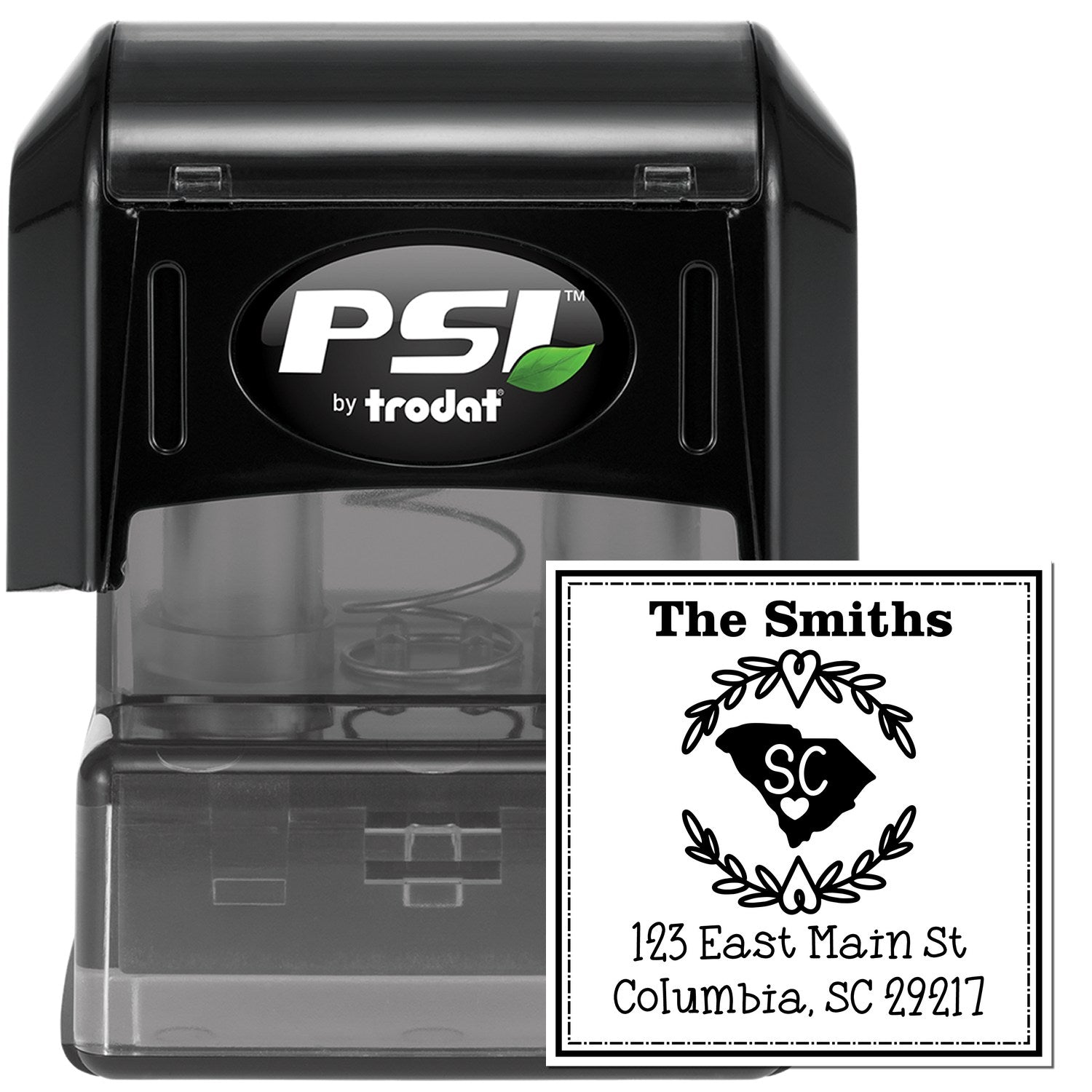 PSI Pre-Inked South Carolina State Wreath Personalized Mail Stamper - Engineer Seal Stamps