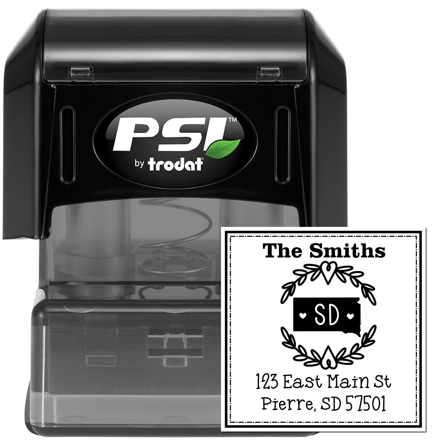 PSI Pre-Inked South Dakota State Wreath Personalized Mail Rubber Stamp - Engineer Seal Stamps