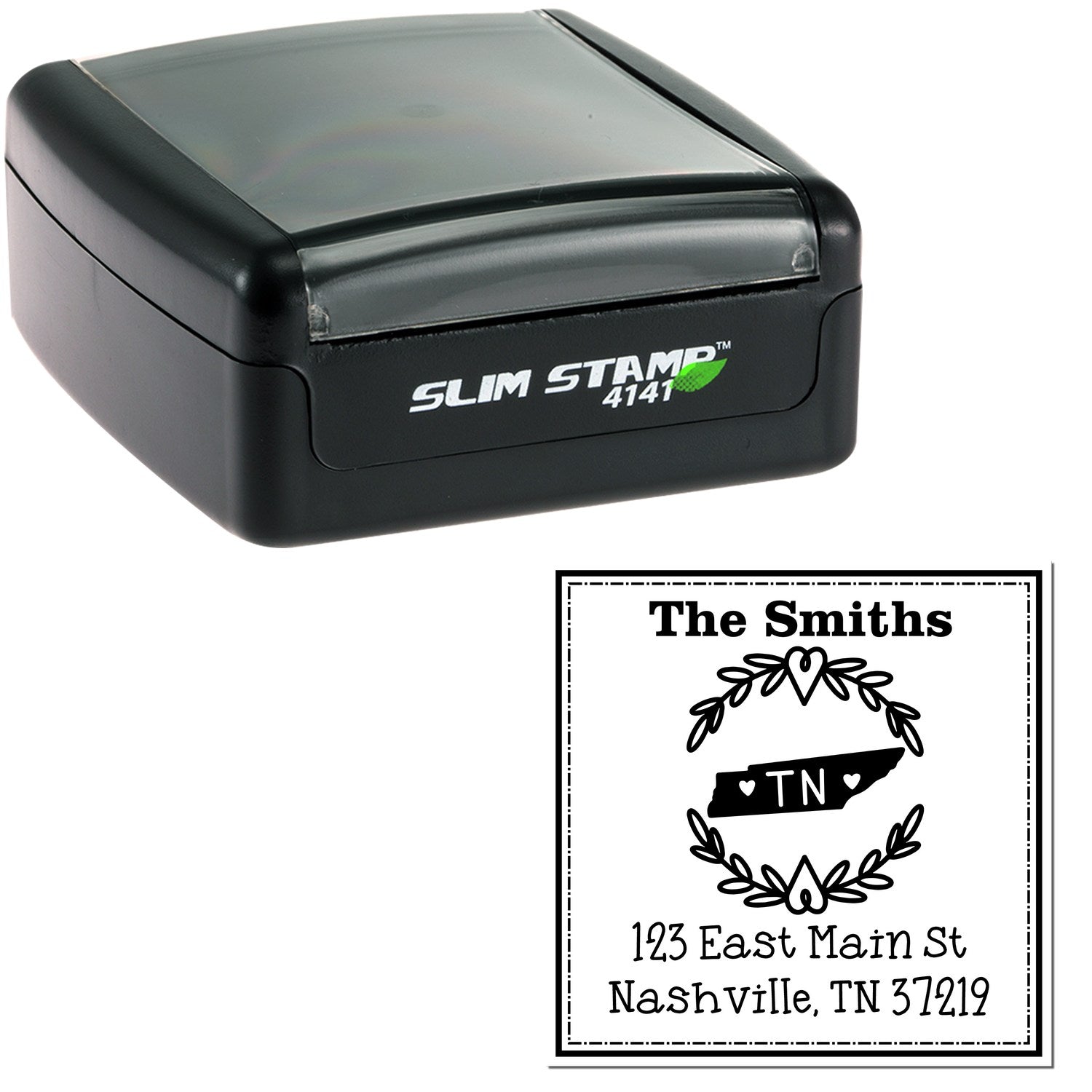 Slim Tennessee State Wreath Personalized Address Return Pre-Inked Stamp - Engineer Seal Stamps