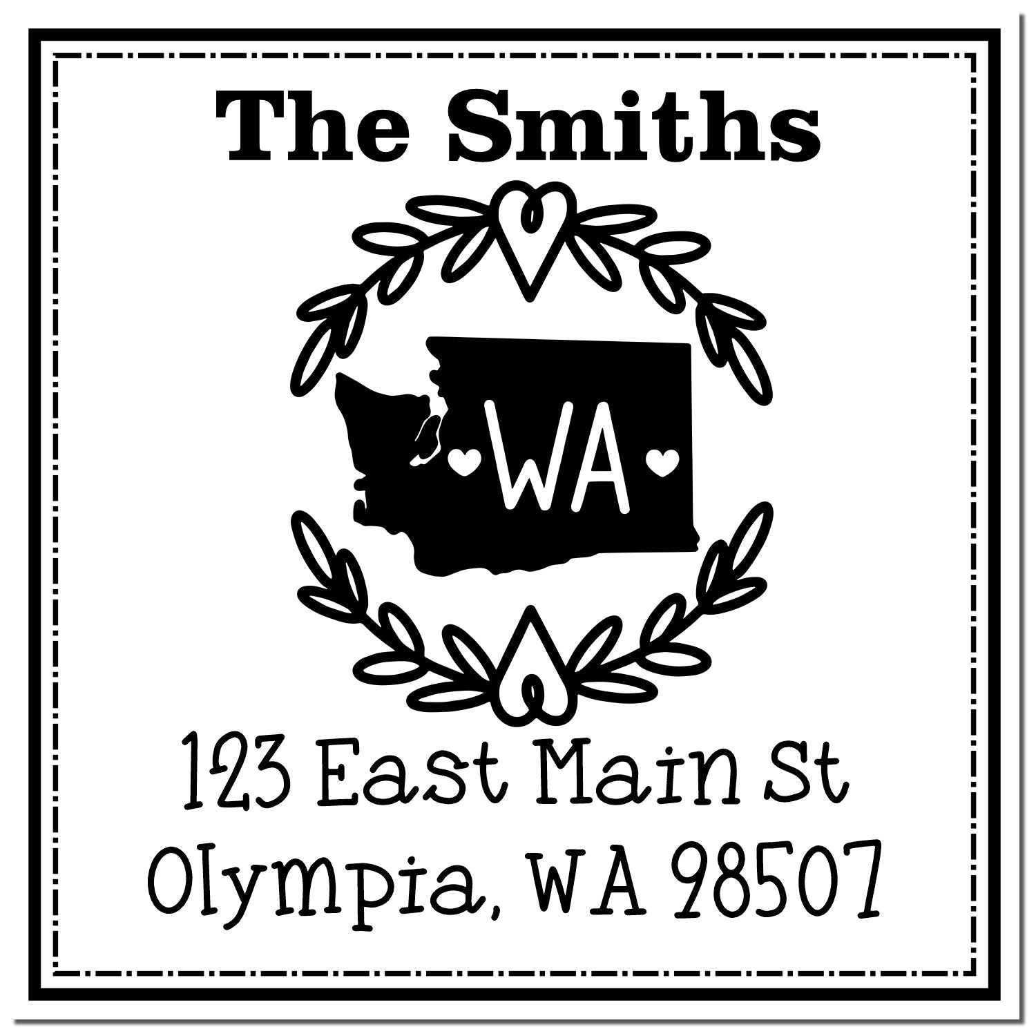 Self-Inking Washington State Wreath Personalized Mail Stamp - Engineer Seal Stamps