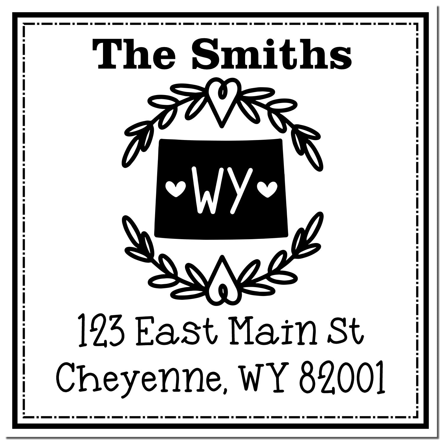 Wood Handle Wyoming State Wreath Personalized Name and Address Stamper - Engineer Seal Stamps