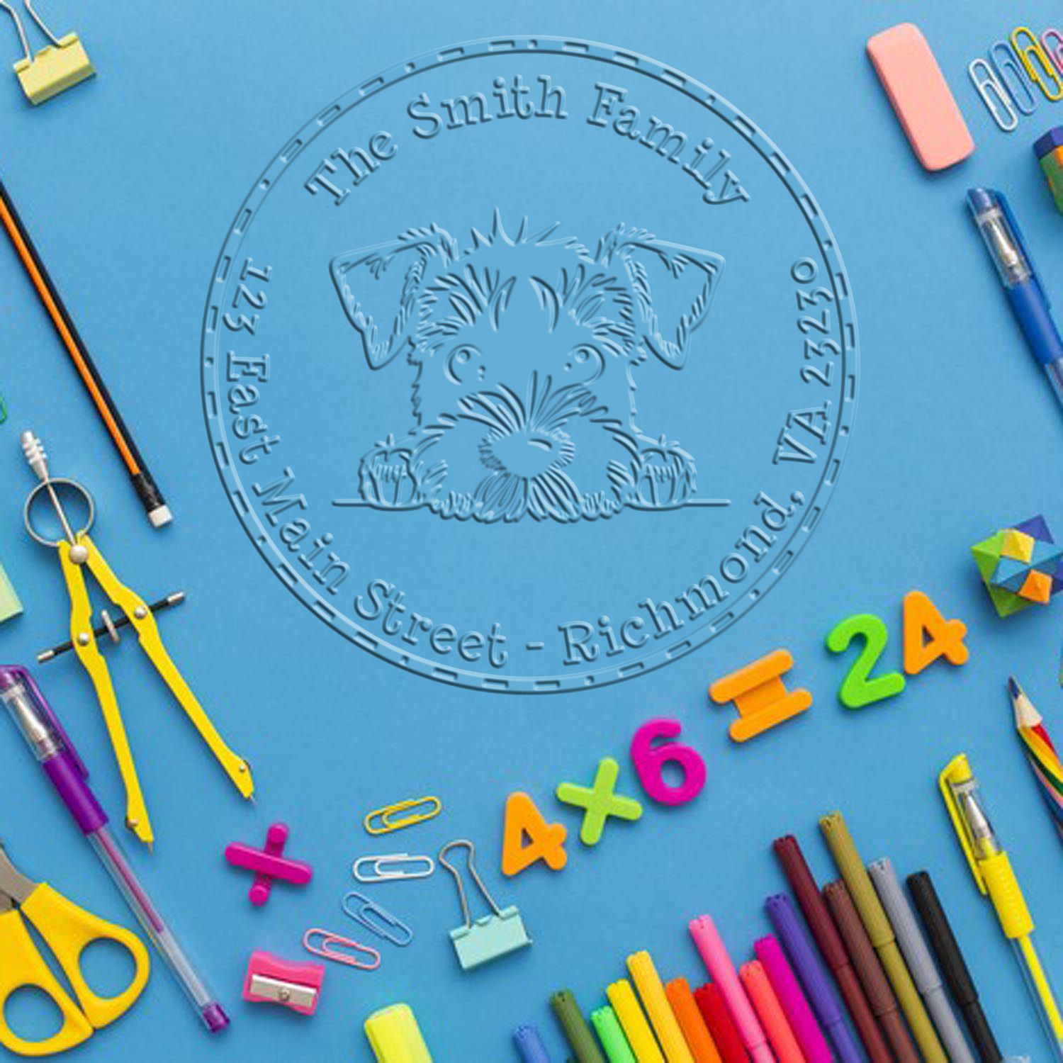 Soft Airedale Terrier Customized Address Embosser - Engineer Seal Stamps