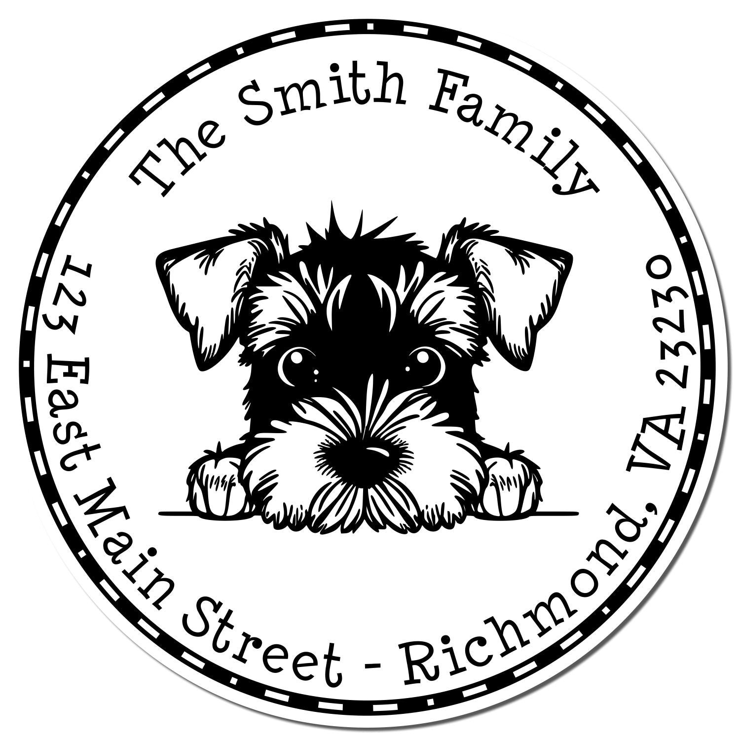 Round Airedale Terrier Customized Address Rubber Stamp - Engineer Seal Stamps