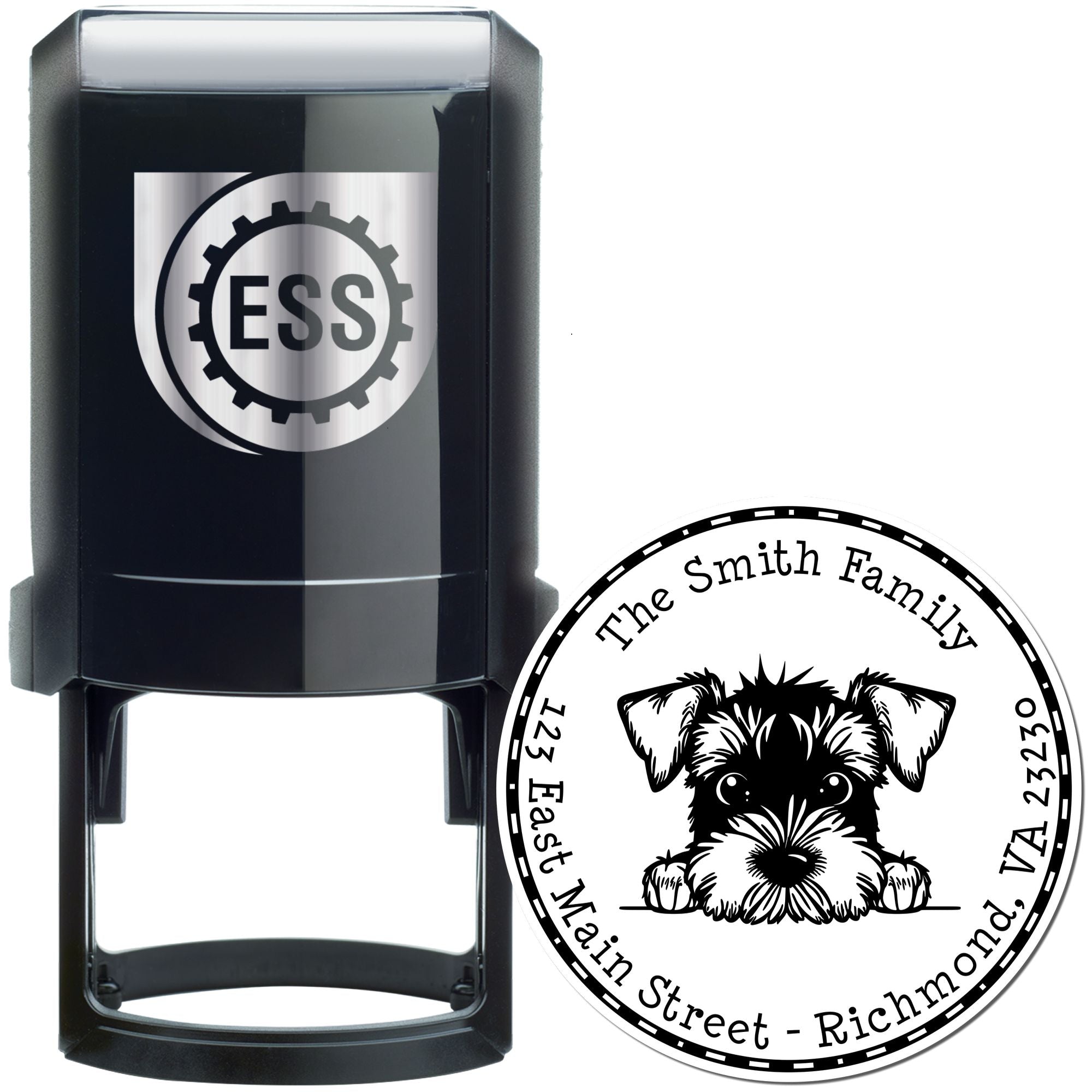 Round Self-Inking Airedale Terrier Custom Stamp - Engineer Seal Stamps