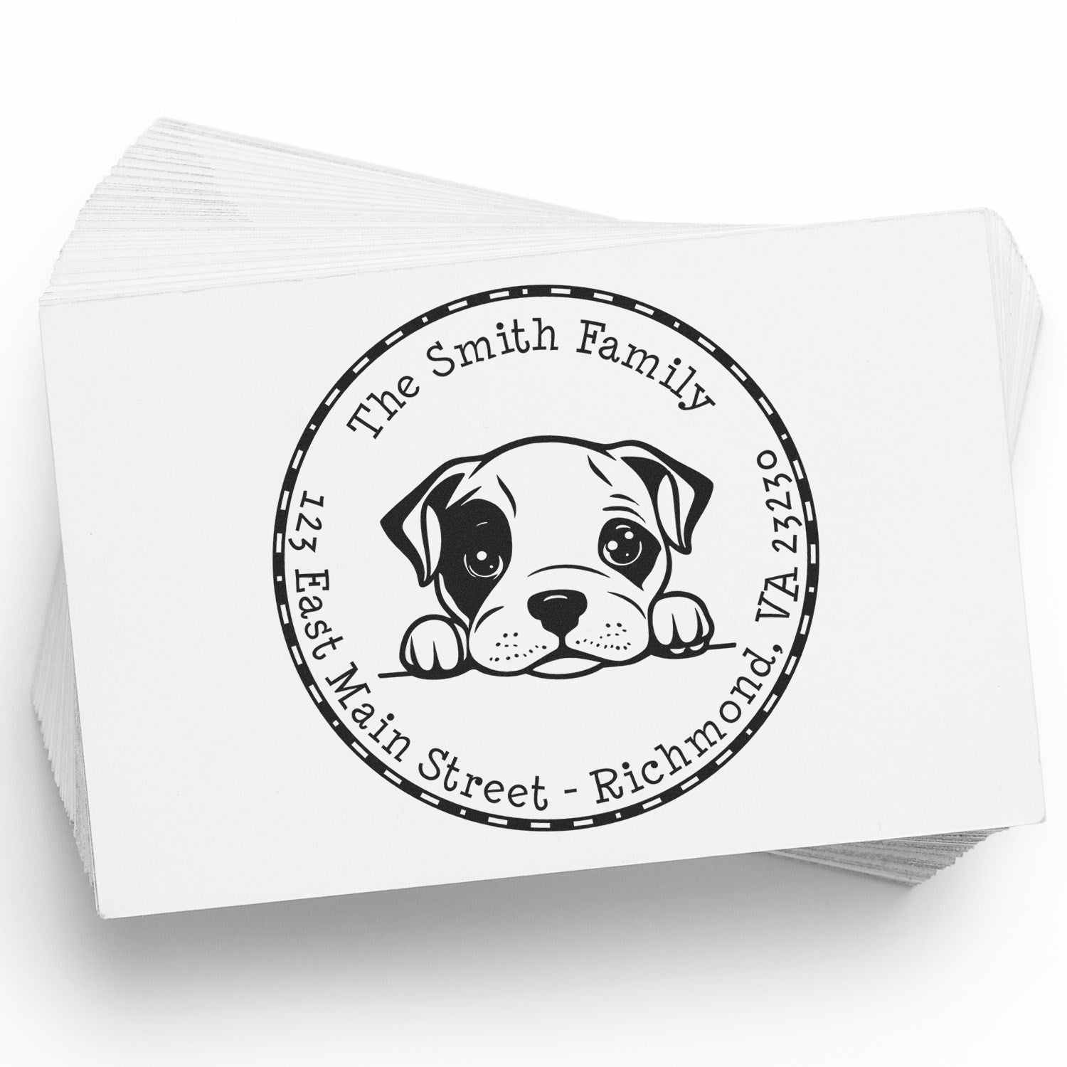 Round Self-Inking American Staffordshire Terrier Name and Address Stamp - Engineer Seal Stamps