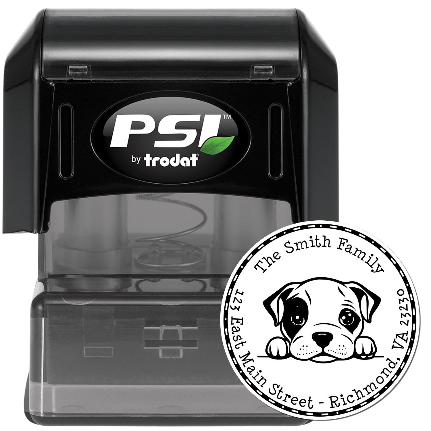 Round Pre-Inked American Staffordshire Terrier Custom Return Address Stamp - Engineer Seal Stamps