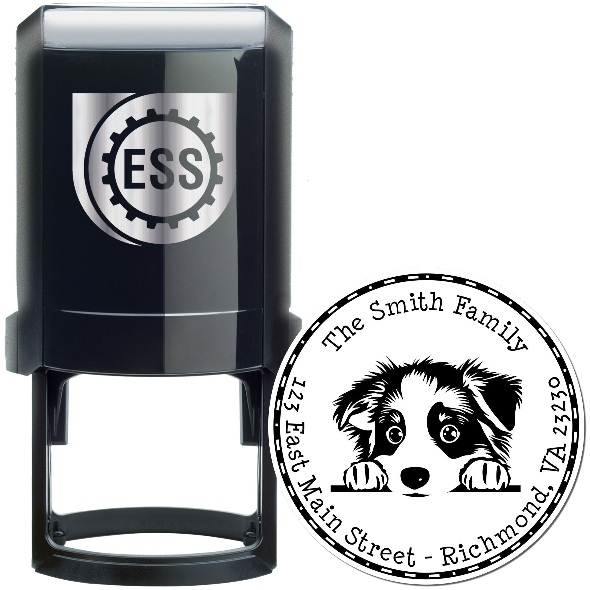 Round Self-Inking Australian Shepherd Mail Stamp - Engineer Seal Stamps