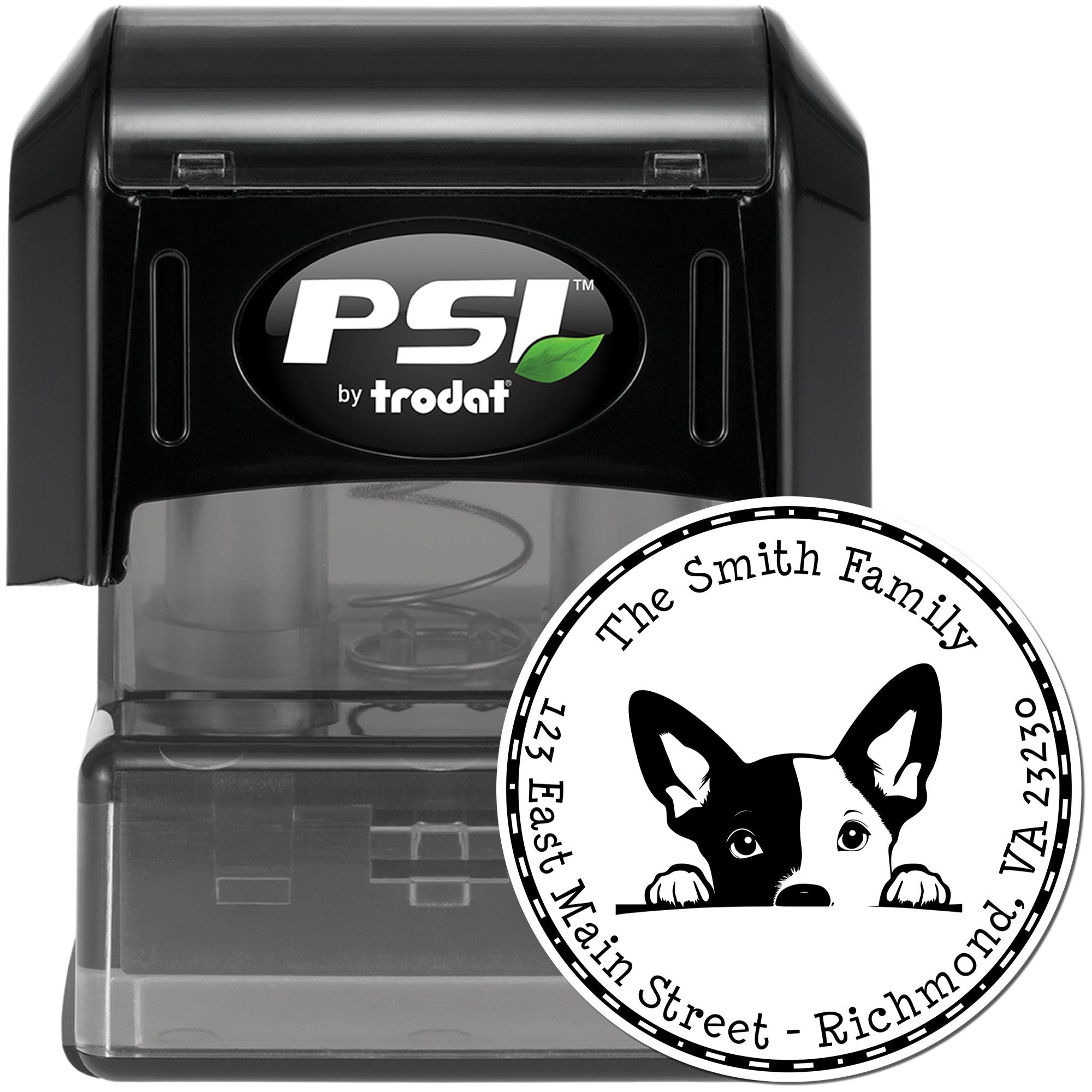 Round Pre-Inked Basenji Custom Mail Stamp - Engineer Seal Stamps