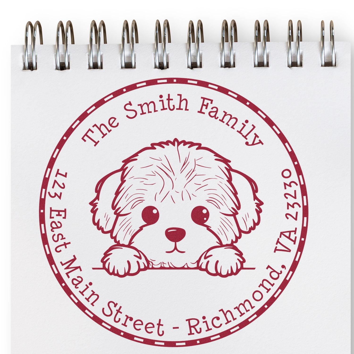 Round Self-Inking Bichon Frise New Address Stamp - Engineer Seal Stamps