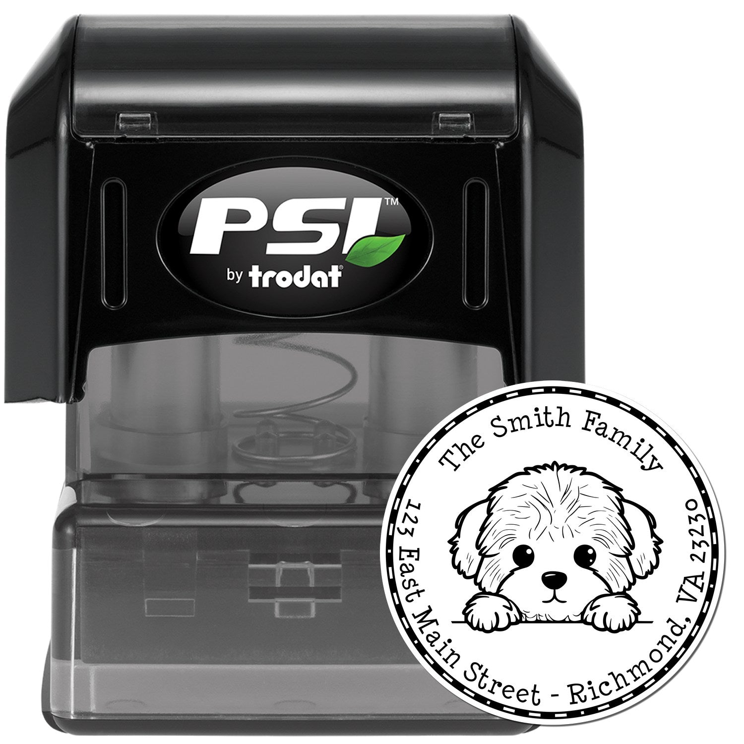 Round Pre-Inked Bichon Frise Custom Mail Address Stamp - Engineer Seal Stamps