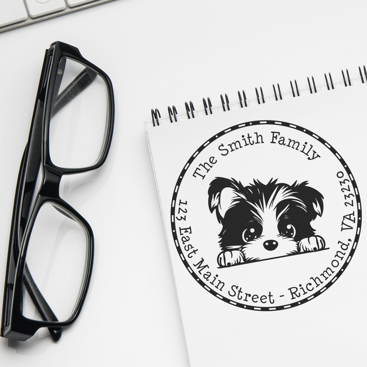 Slim Biewer Terrier Personalized Mail Address Stamp - Engineer Seal Stamps