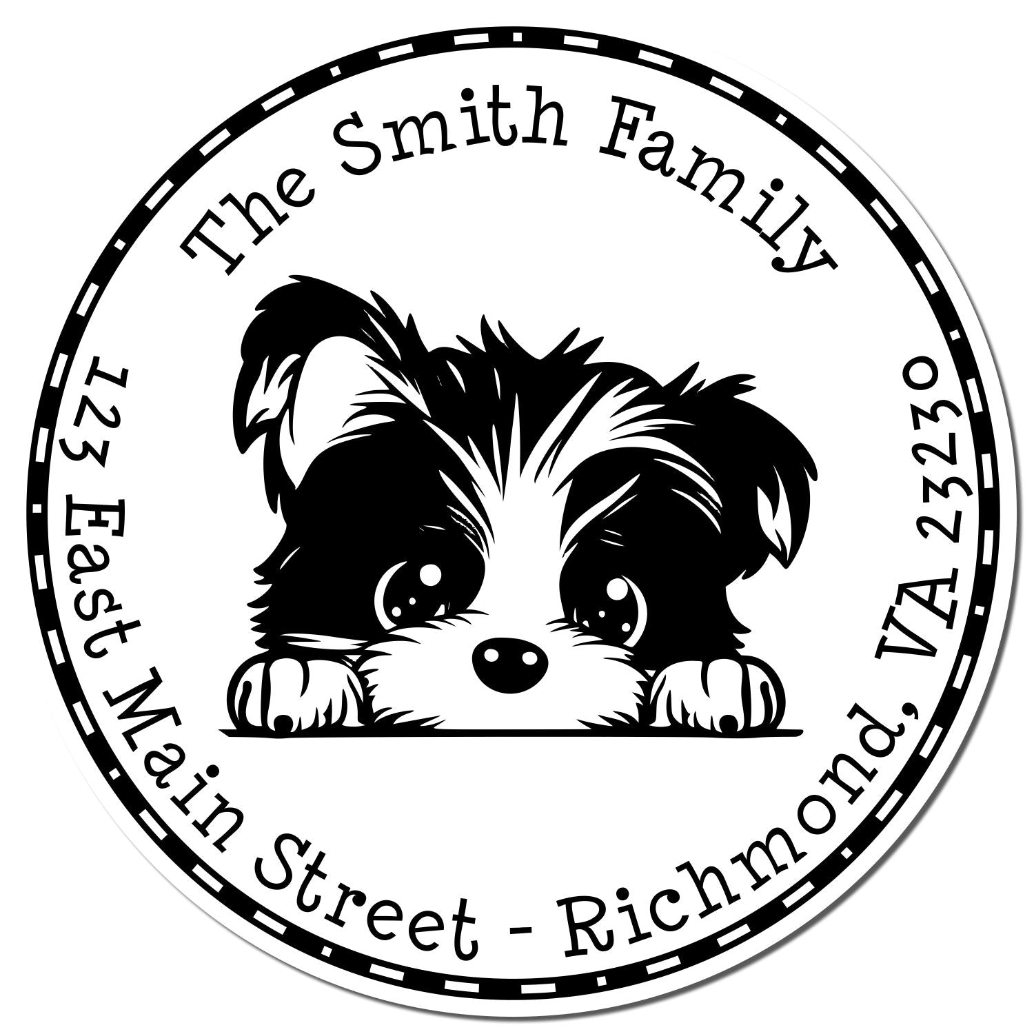 Round Pre-Inked Biewer Terrier Custom New Address Stamp - Engineer Seal Stamps