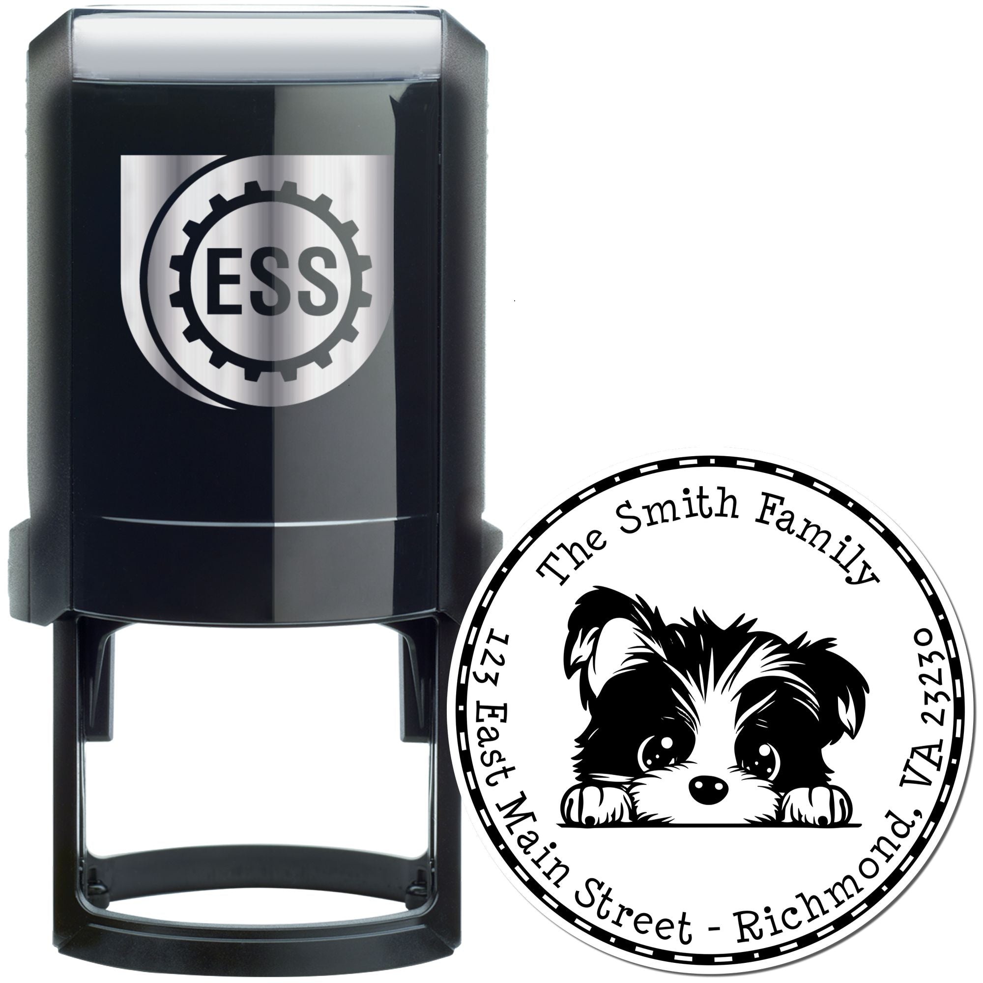 Round Self-Inking Biewer Terrier Home Address Stamp - Engineer Seal Stamps