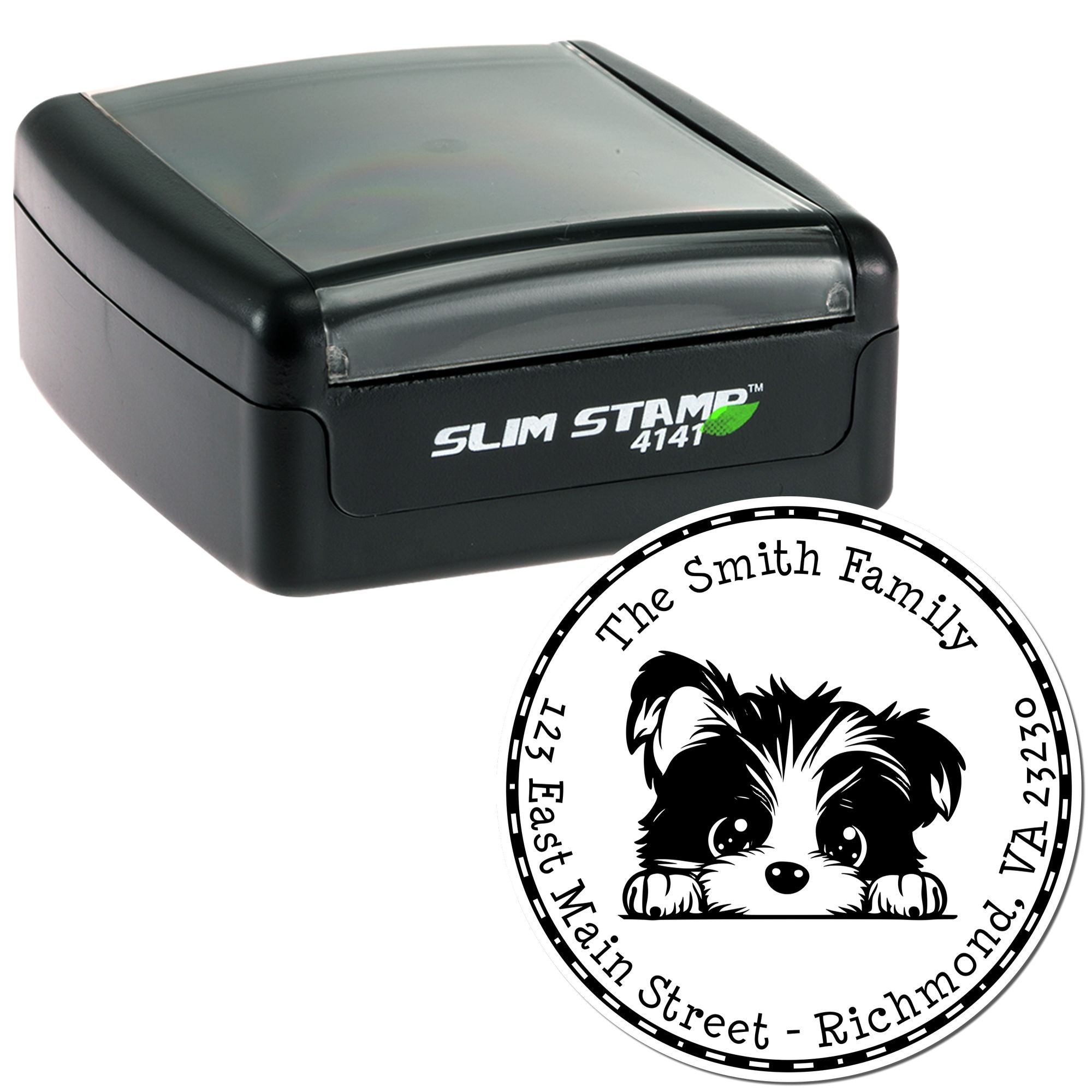 Slim Biewer Terrier Personalized Mail Address Stamp - Engineer Seal Stamps