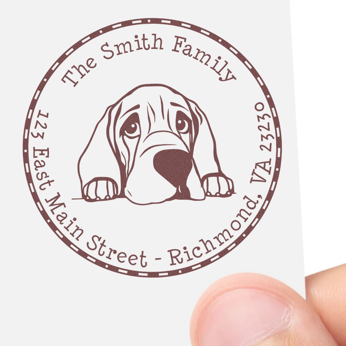 Round Bloodhound Customized Address Label Rubber Stamp - Engineer Seal Stamps