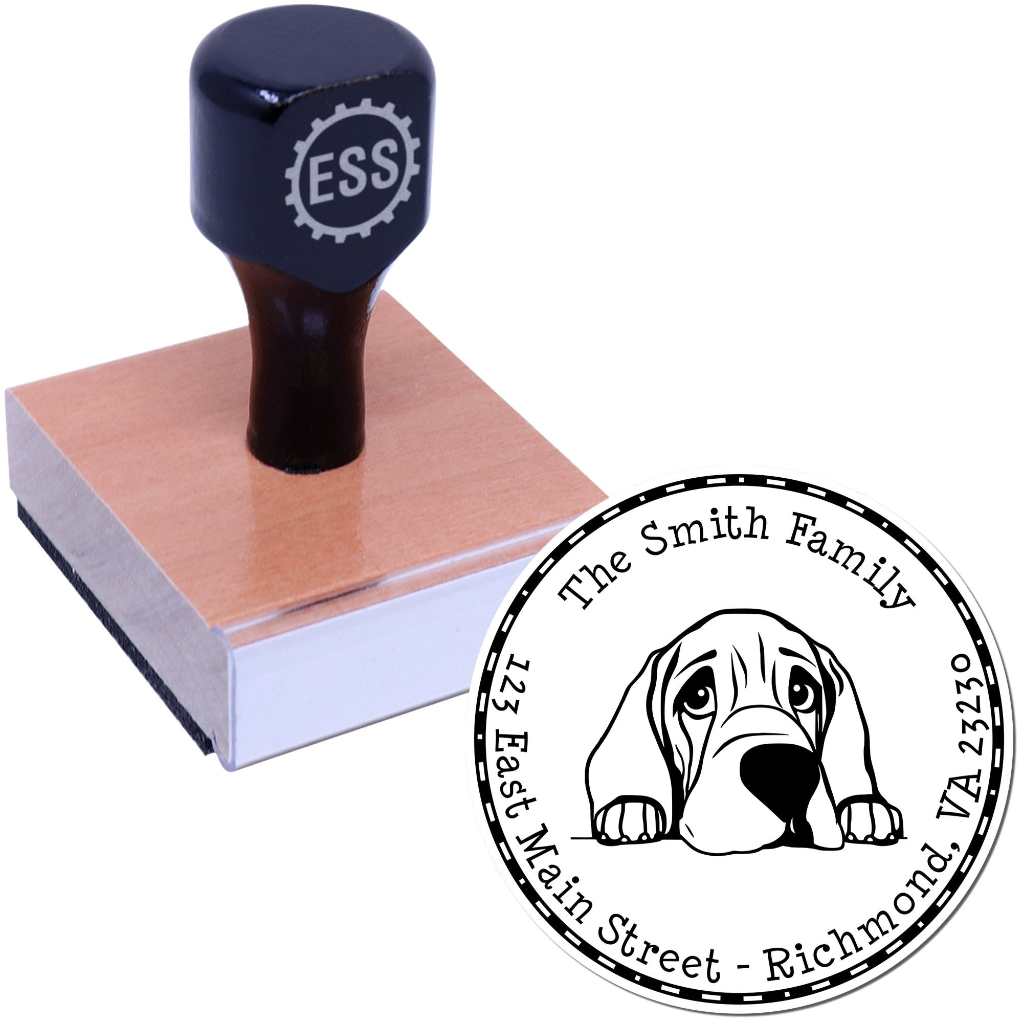 Round Bloodhound Customized Address Label Rubber Stamp