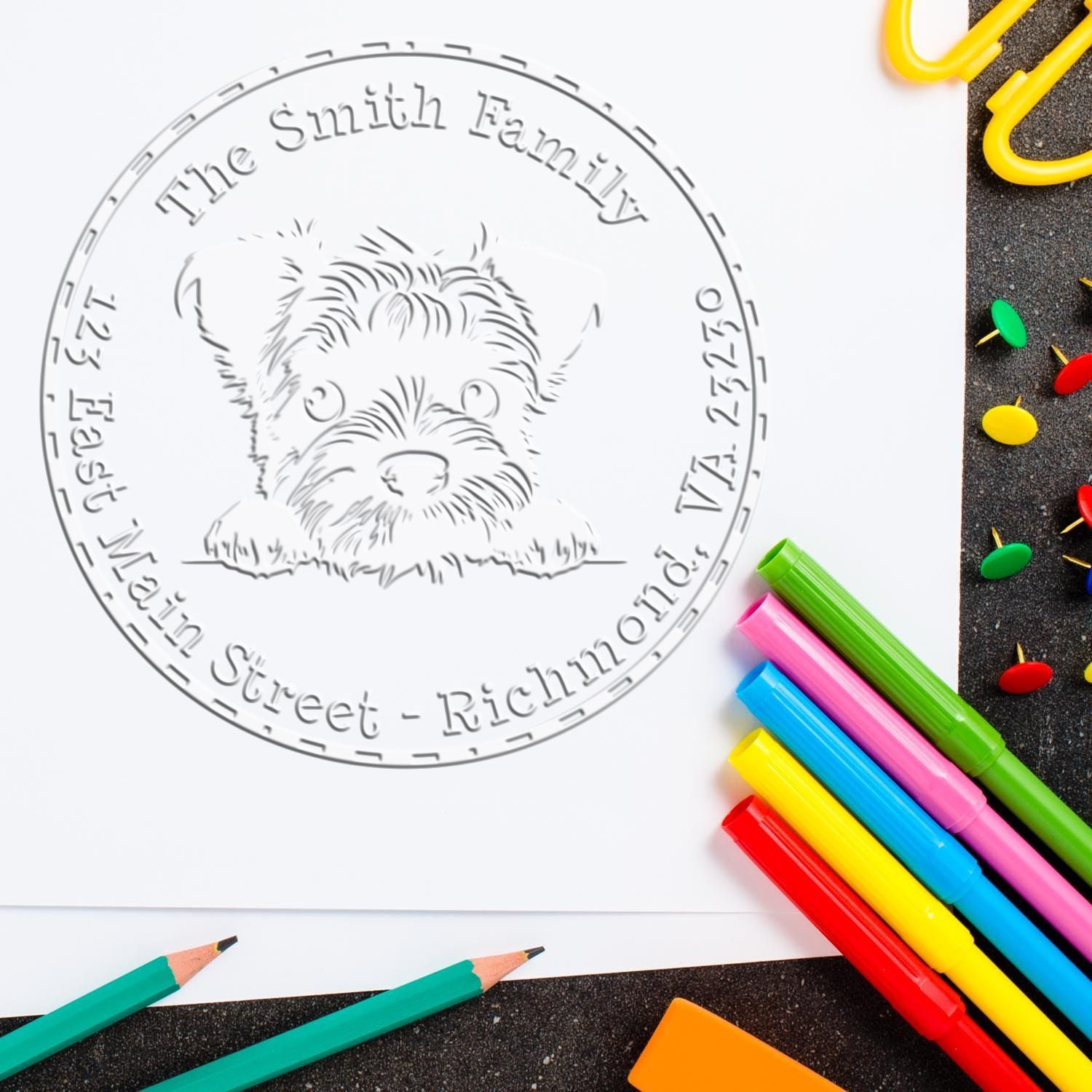 Soft Border Terrier Customized Address Return Seal Embosser - Engineer Seal Stamps