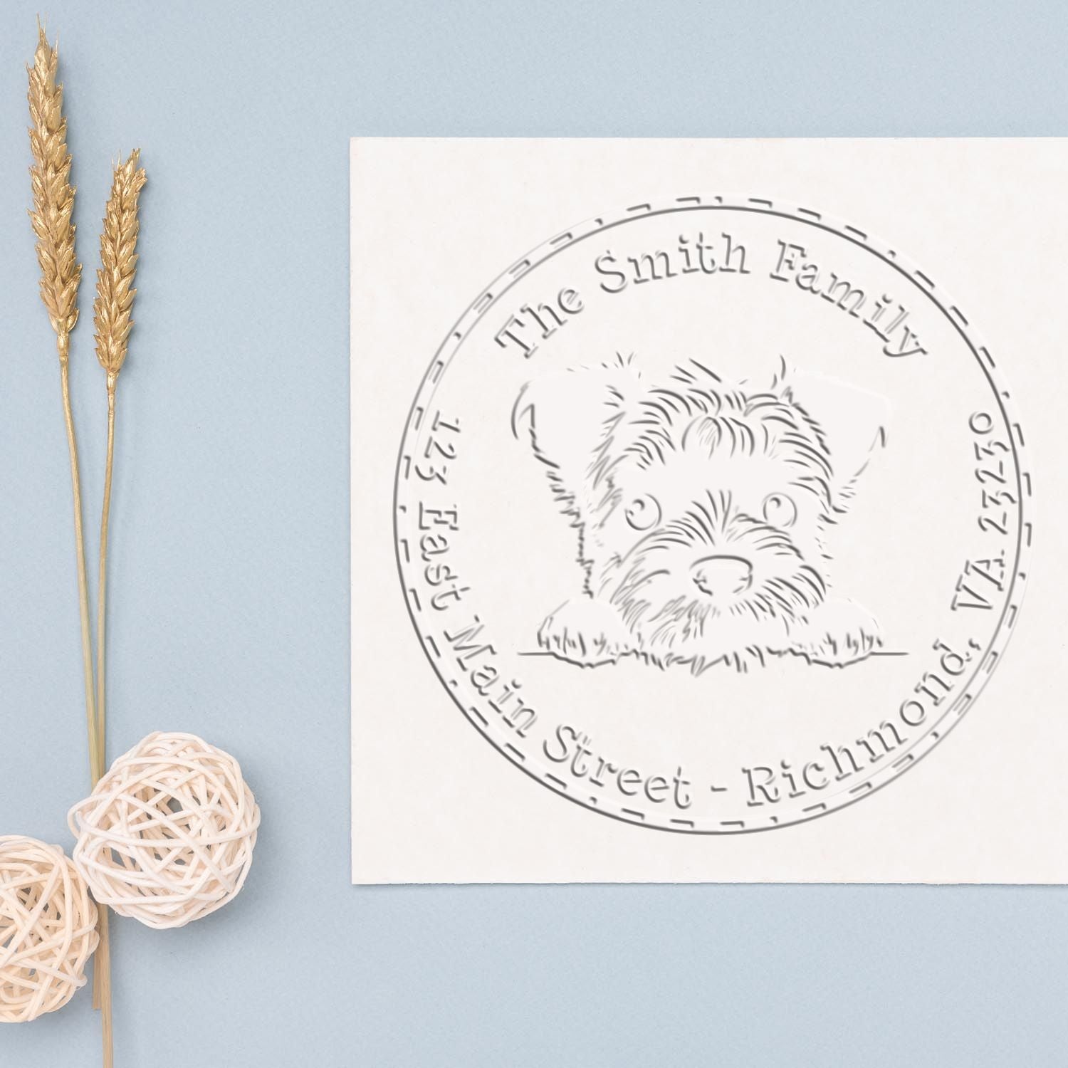 Hybrid Border Terrier Mailing Address Seal Embosser - Engineer Seal Stamps