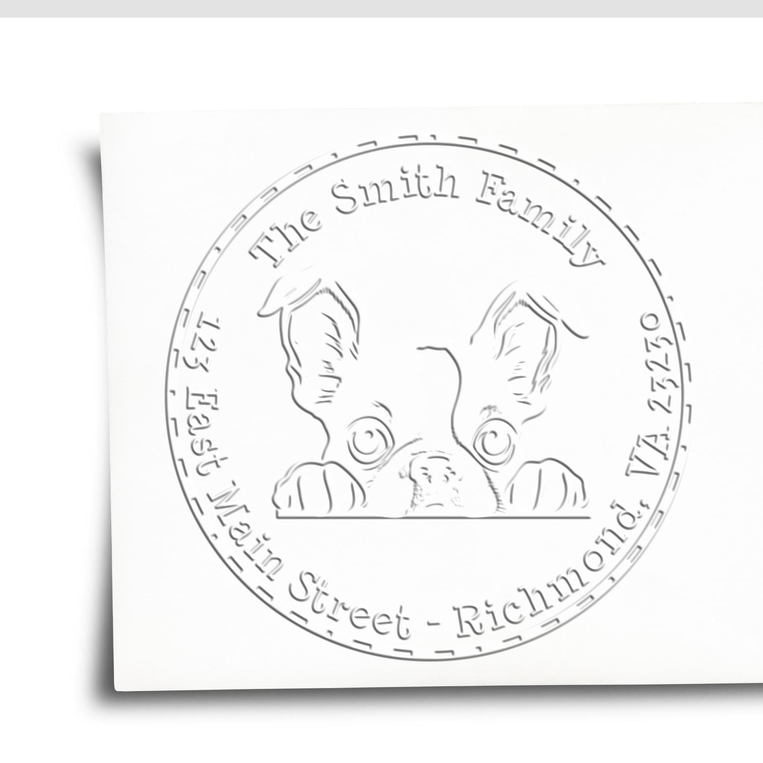 Boston Terrier Custom Name and Address Seal Desk Embosser - Engineer Seal Stamps