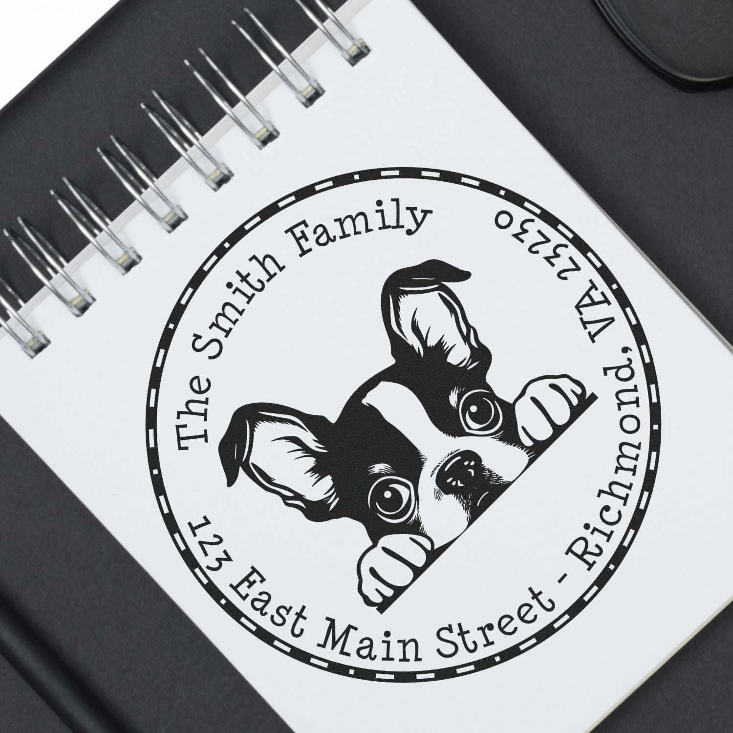 Slim Boston Terrier Personalized Address Label Stamp - Engineer Seal Stamps