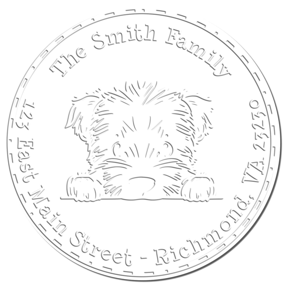 Bouvier Des Flandres dog stamp from Engineer Seal Stamps showing an detailed embossed imprint of the breed's profile.