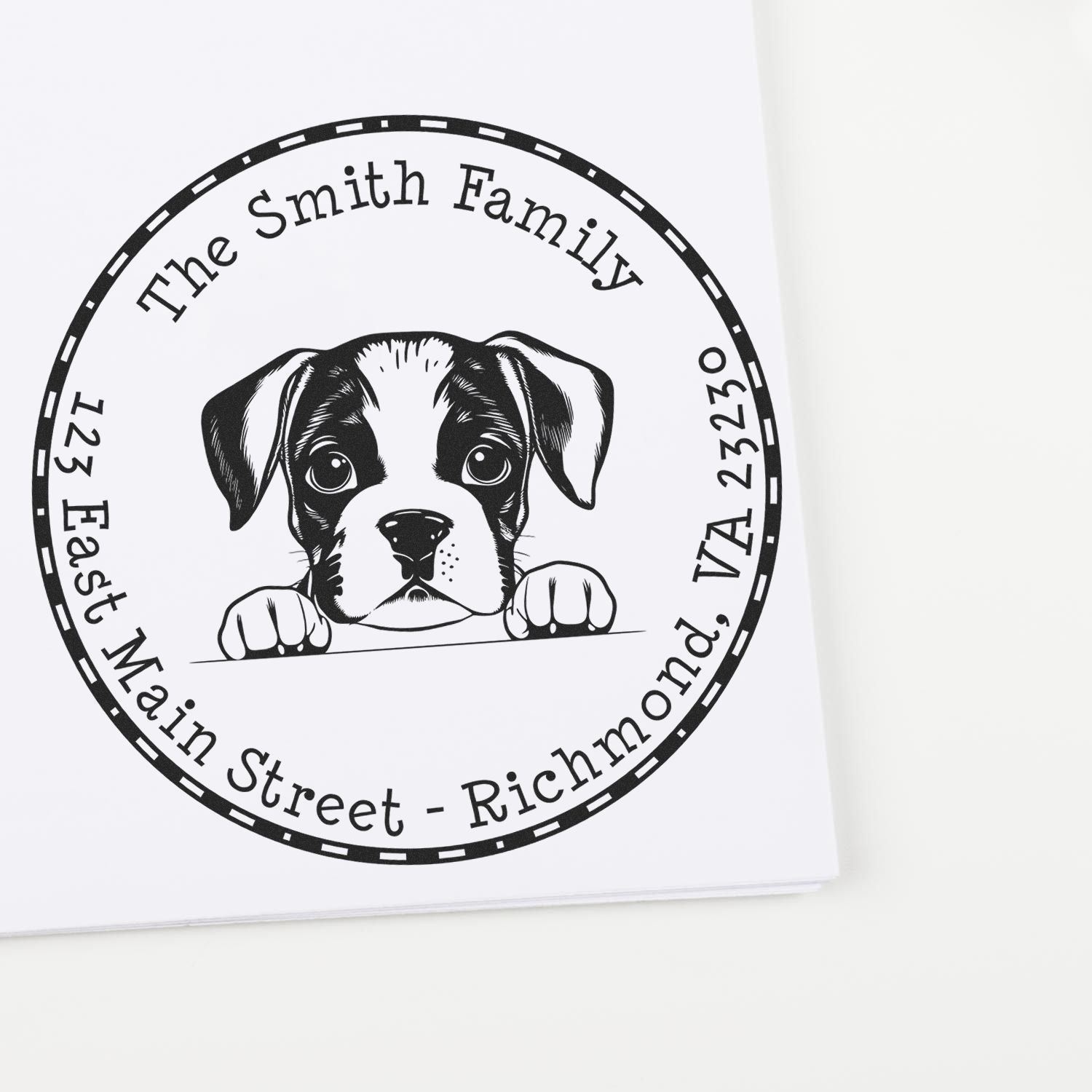 Round Boxer Customized Custom Address Rubber Stamp