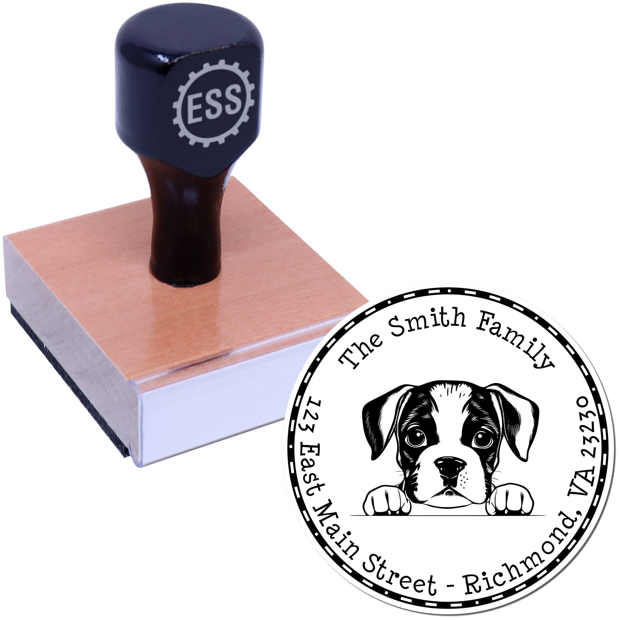 Round Boxer Customized Custom Address Rubber Stamp