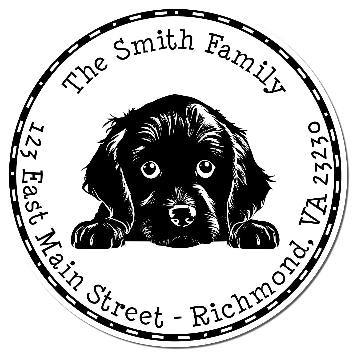 Round Boykin Spaniel Customized Custom Return Address Rubber Stamp - Engineer Seal Stamps