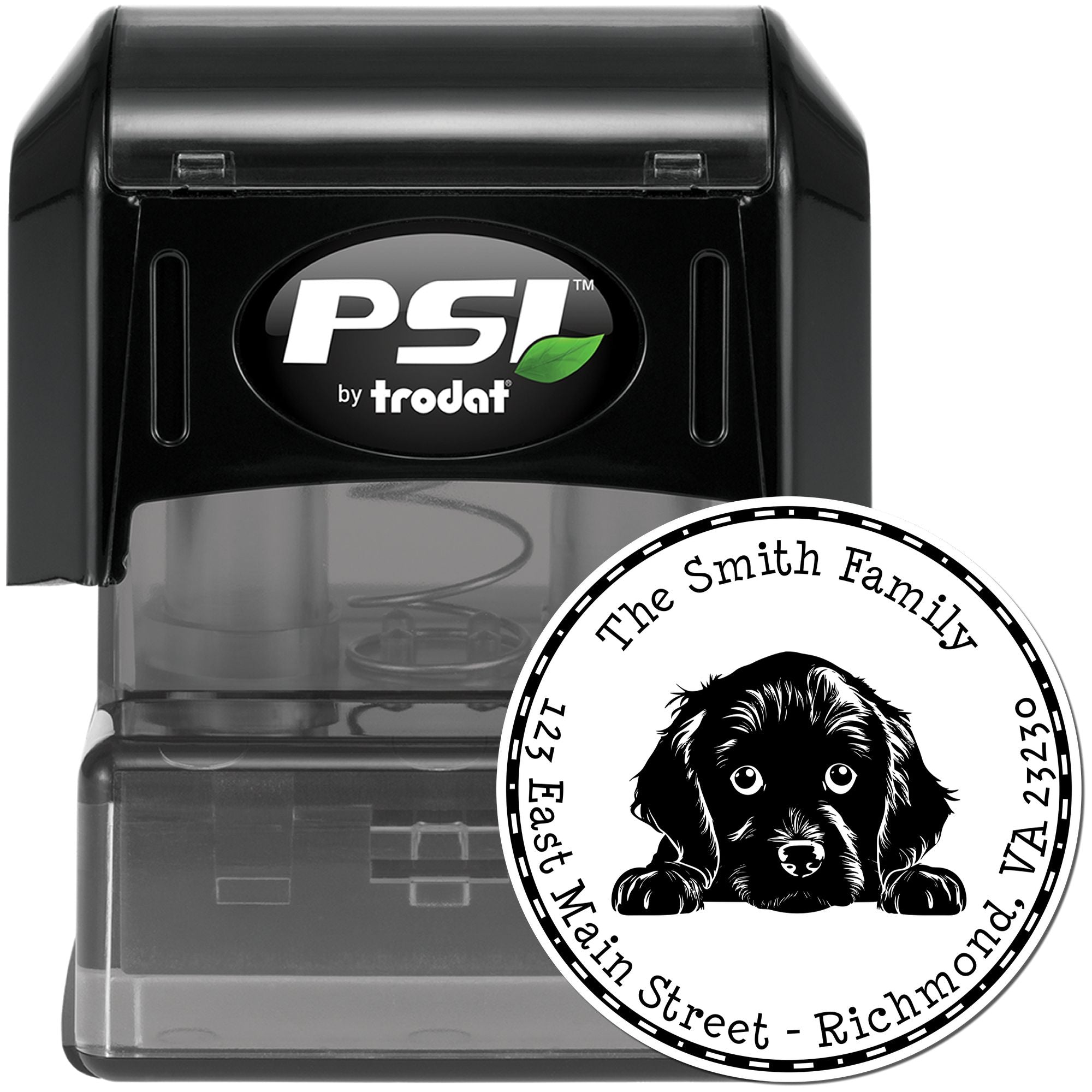 Round Pre-Inked Boykin Spaniel Custom Return Address Stamp - Engineer Seal Stamps