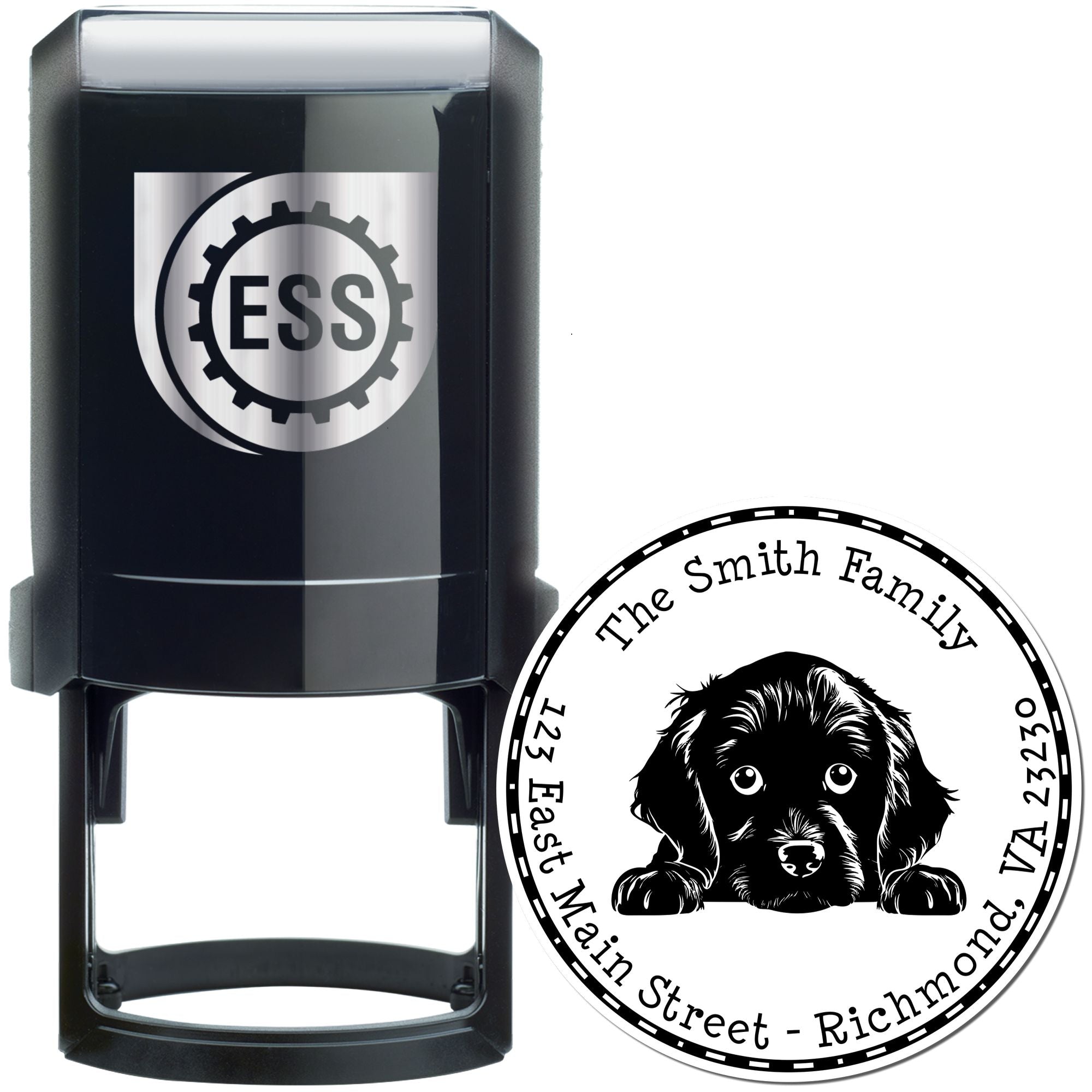 Round Self-Inking Boykin Spaniel Custom Address Stamp - Engineer Seal Stamps
