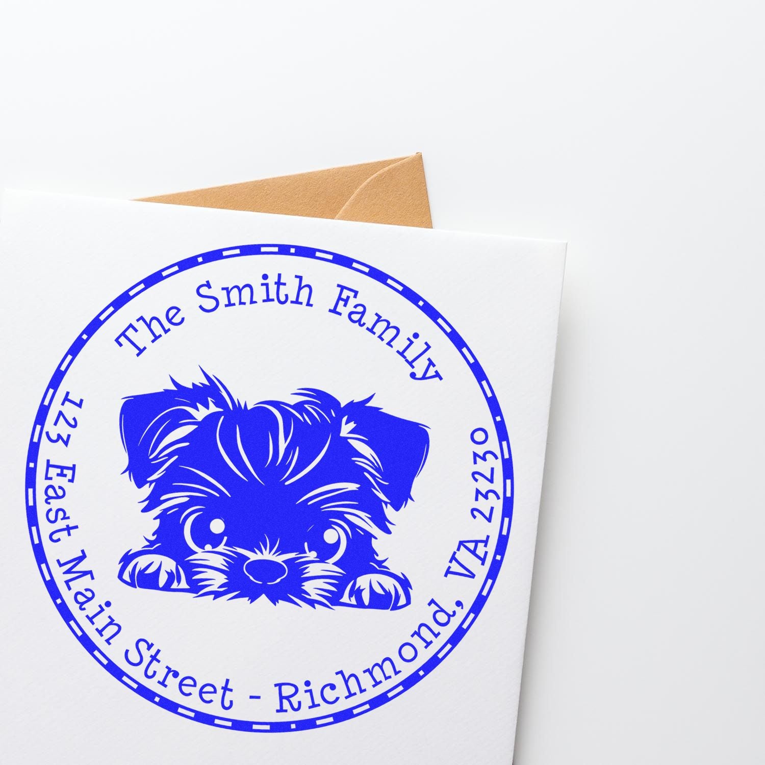 Round Self-Inking Brussels Griffon Name and Address Stamp - Engineer Seal Stamps