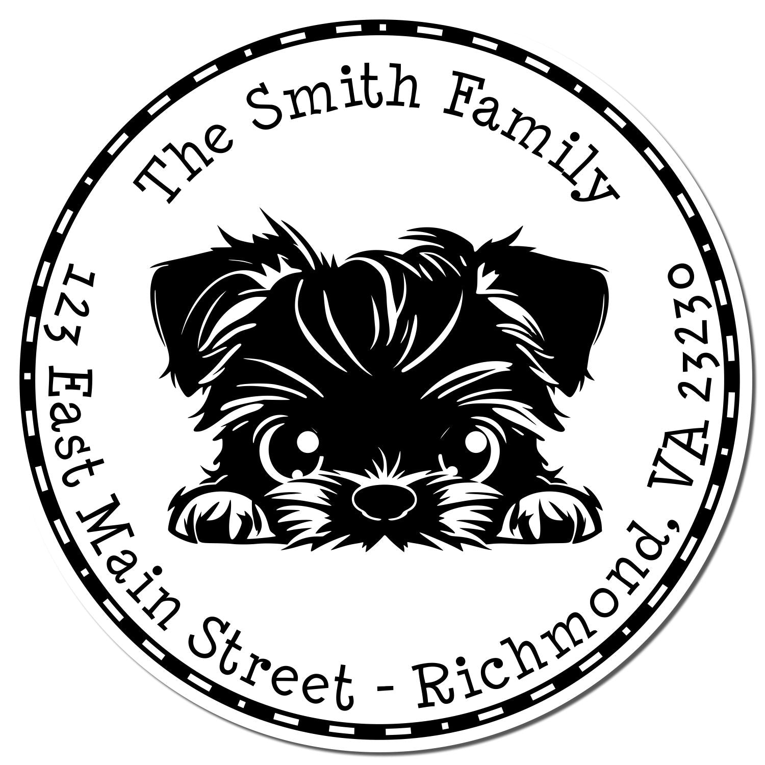 Slim Brussels Griffon Personalized Custom Address Stamp - Engineer Seal Stamps