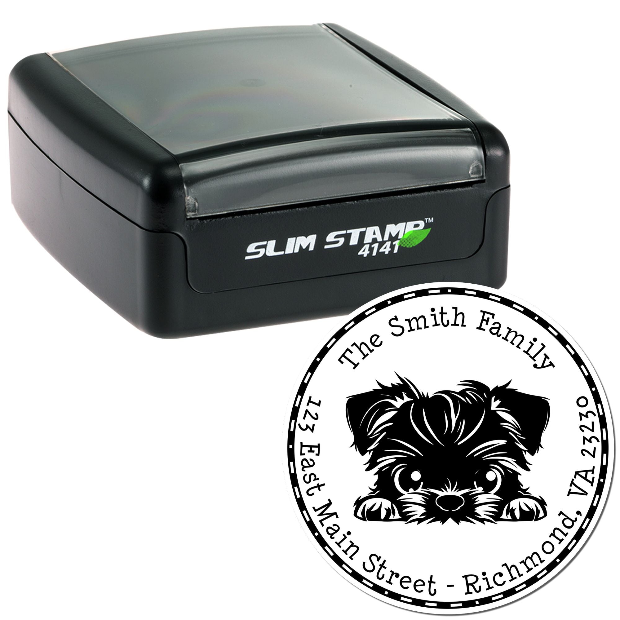 Slim Brussels Griffon Personalized Custom Address Stamp - Engineer Seal Stamps