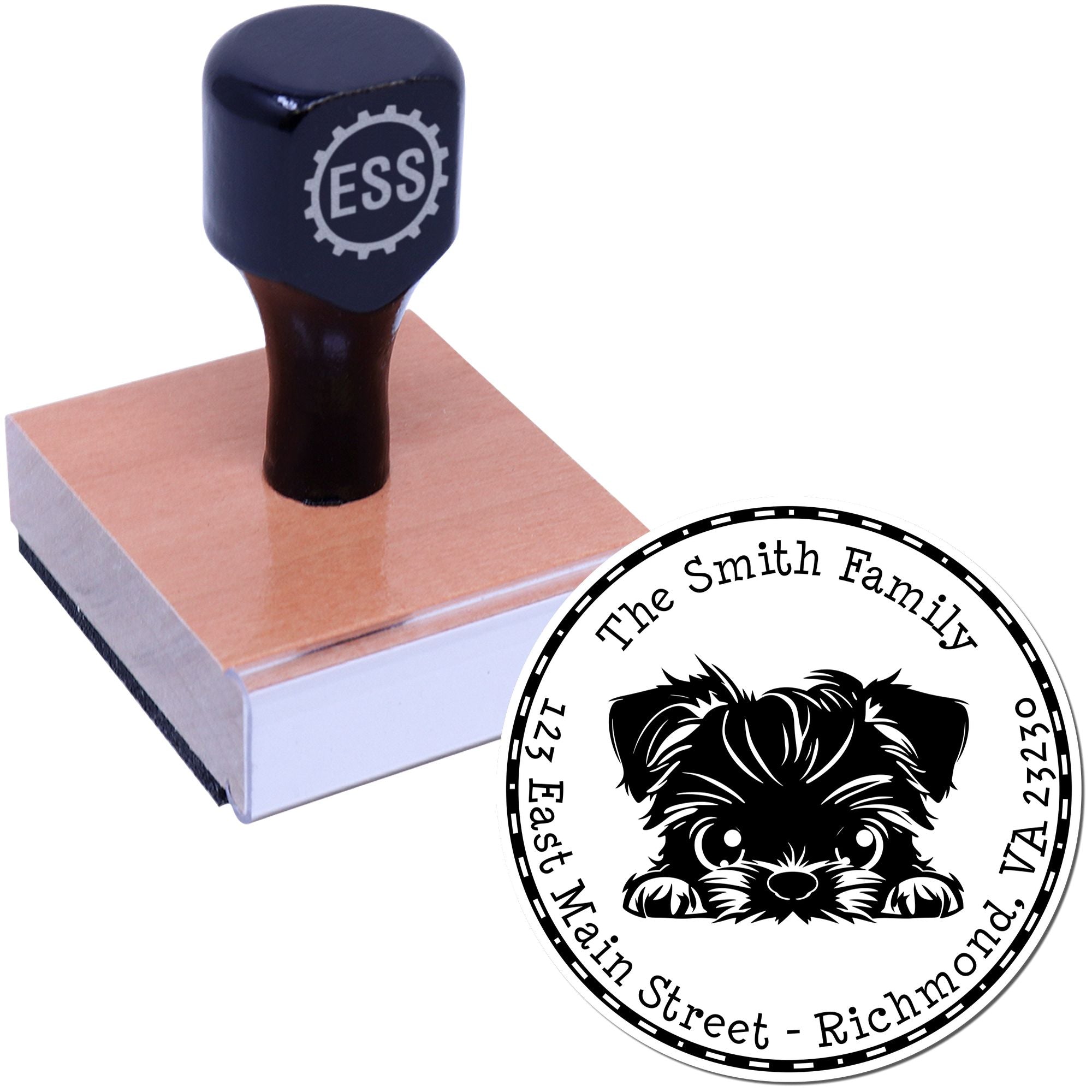 Round Brussels Griffon Customized Refillable Address Rubber Stamp