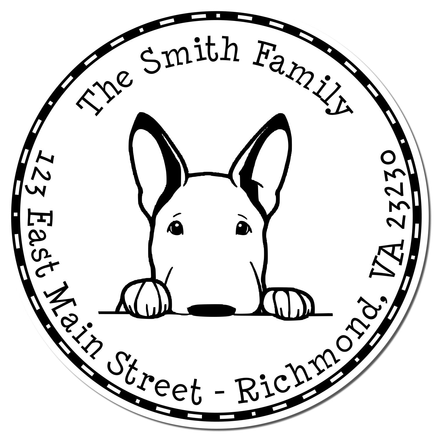 Slim Bull Terrier Personalized Custom Return Address Stamp - Engineer Seal Stamps
