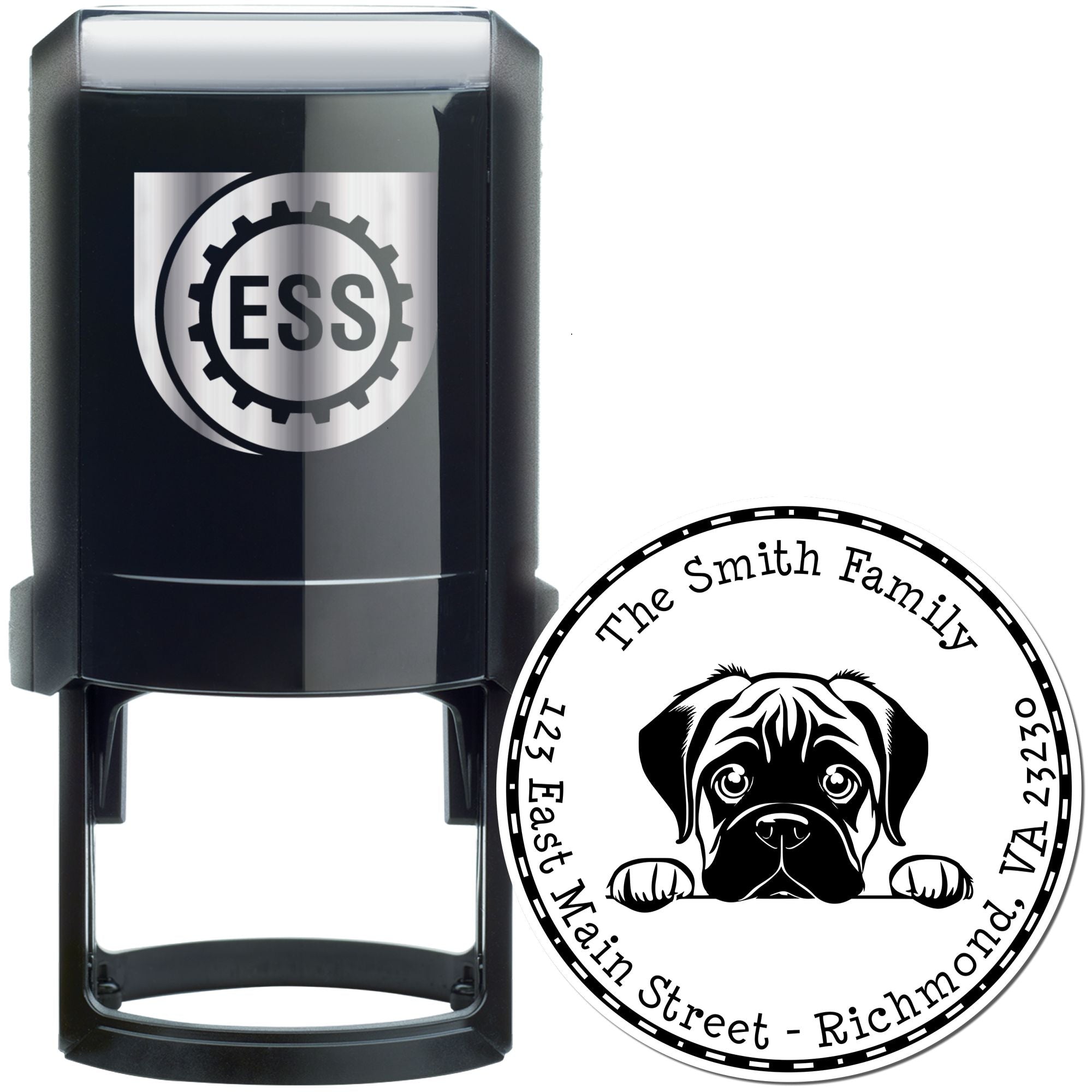 Round Self-Inking Bullmastiff Easy-To-Use Address Stamp - Engineer Seal Stamps