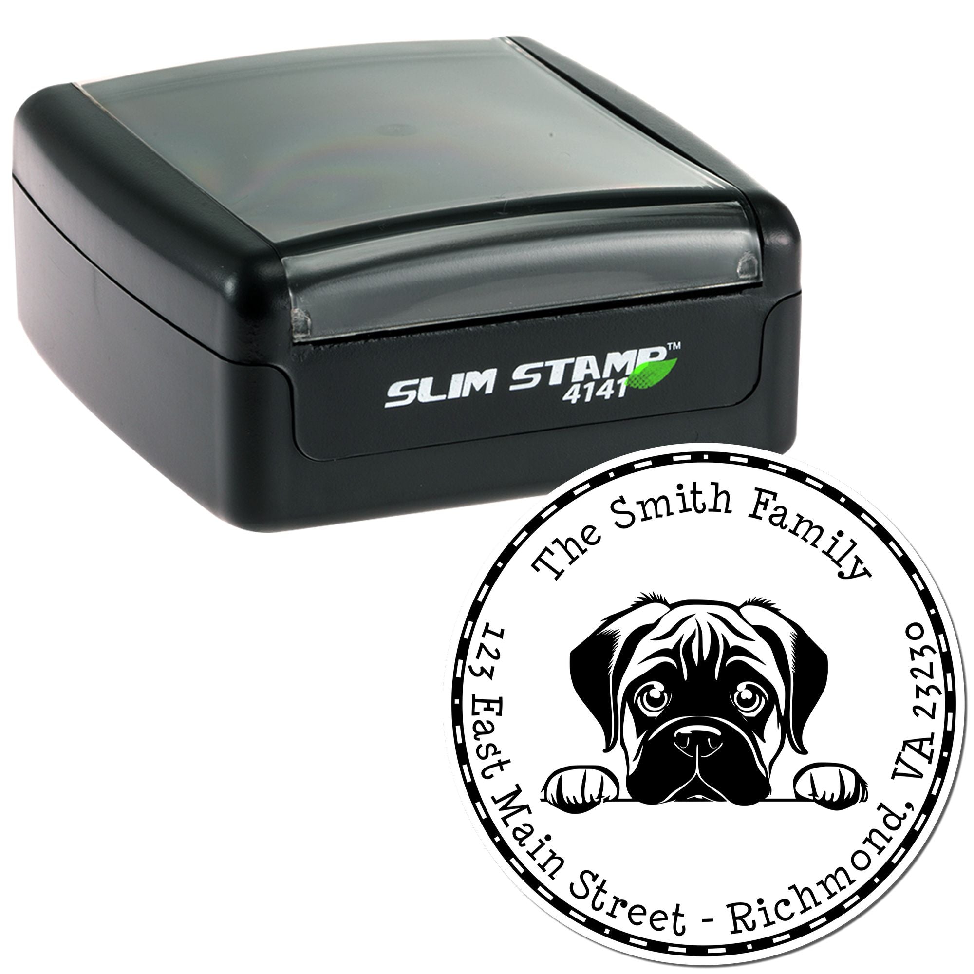 Slim Bullmastiff Personalized Name and Address Stamp - Engineer Seal Stamps
