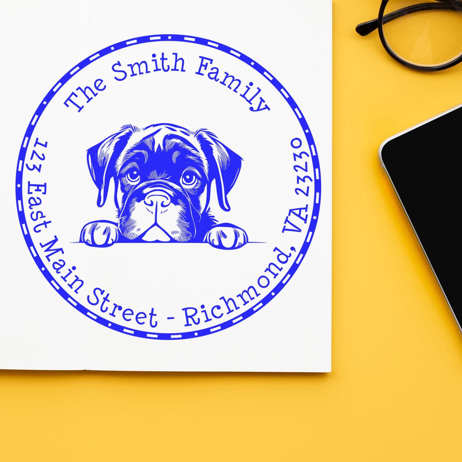 Round Self-Inking Cane Corso High-Quality Address Stamp - Engineer Seal Stamps
